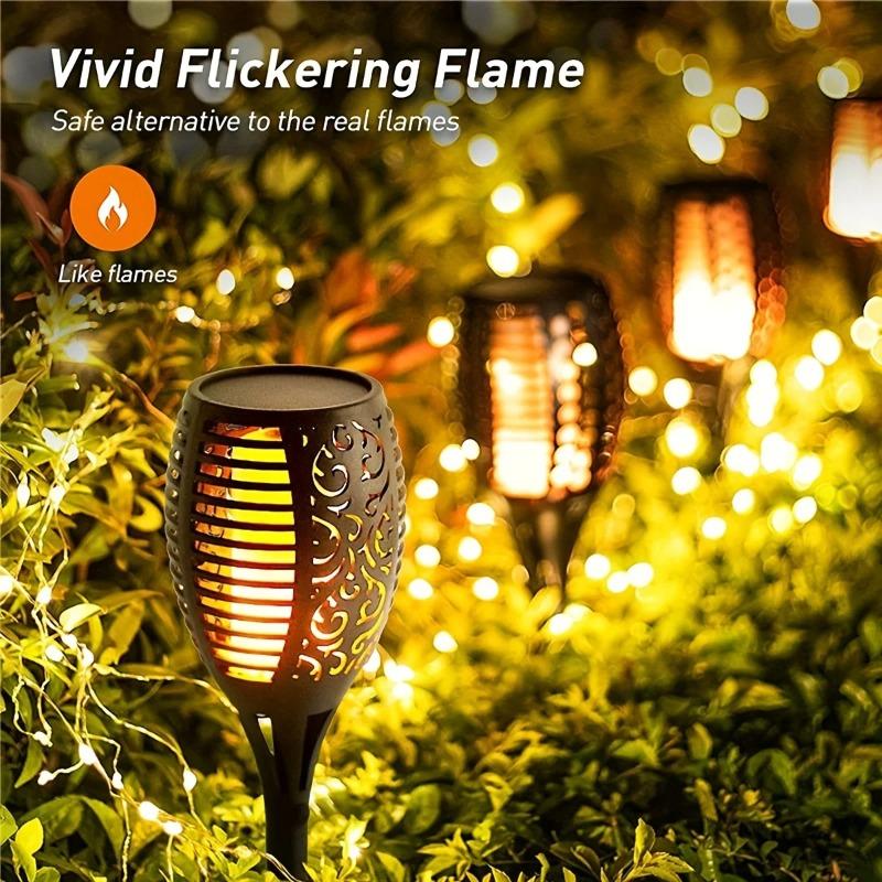 NuviGlow™ Solar Torch Light – 96 LED Flickering Flame