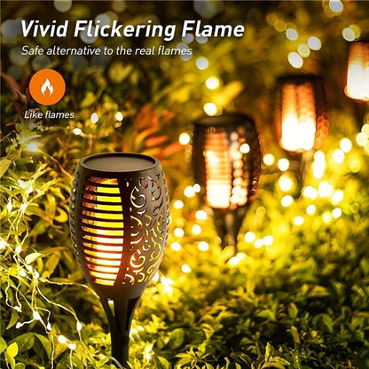 NuviGlow™ Solar Torch Light – 96 LED Flickering Flame
