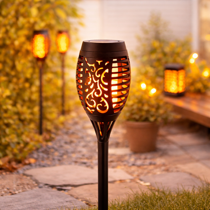 NuviGlow™ Solar Torch Light – 96 LED Flickering Flame