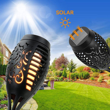 NuviGlow™ Solar Torch Light – 96 LED Flickering Flame