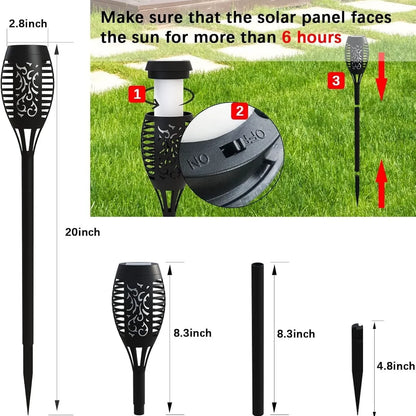NuviGlow™ Solar Torch Light – 96 LED Flickering Flame