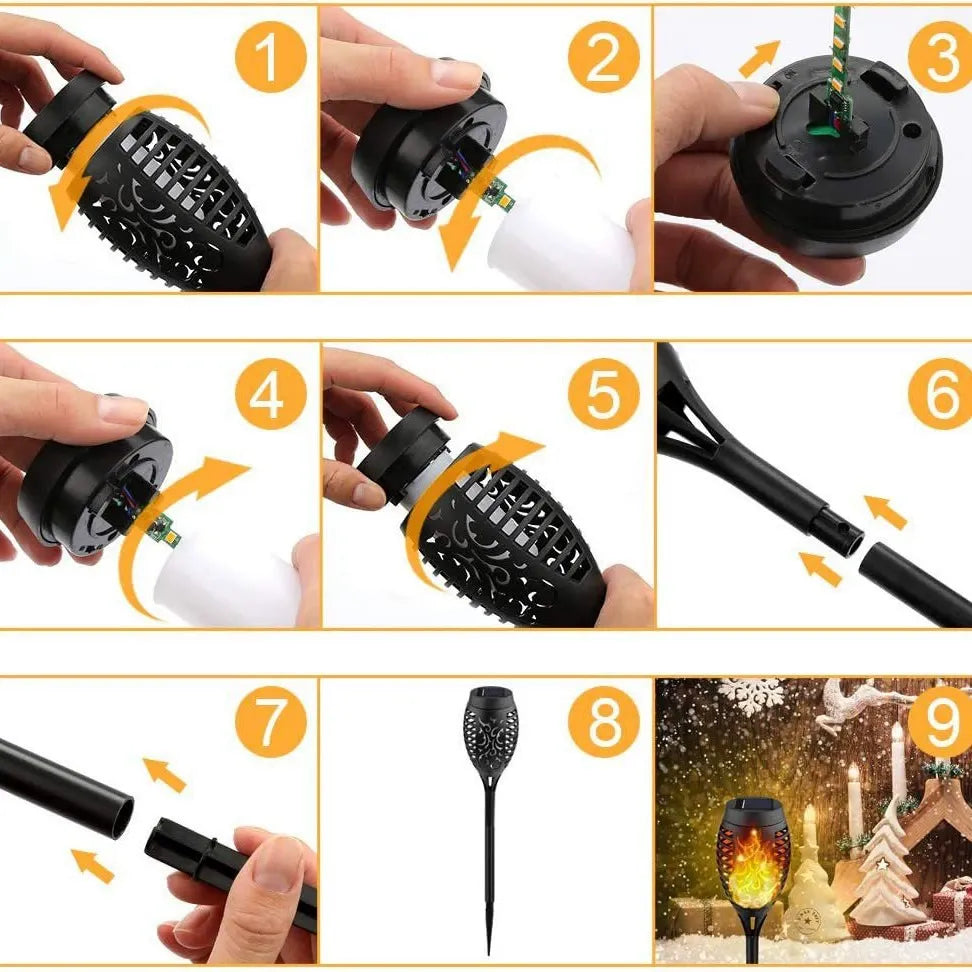 NuviGlow™ Solar Torch Light – 96 LED Flickering Flame