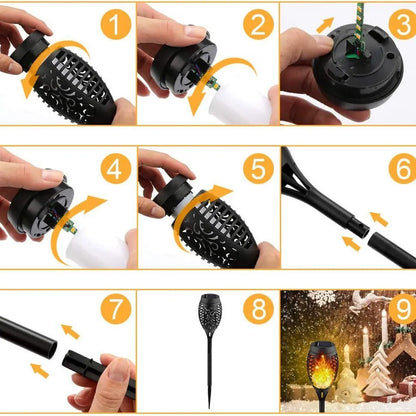 NuviGlow™ Solar Torch Light – 96 LED Flickering Flame